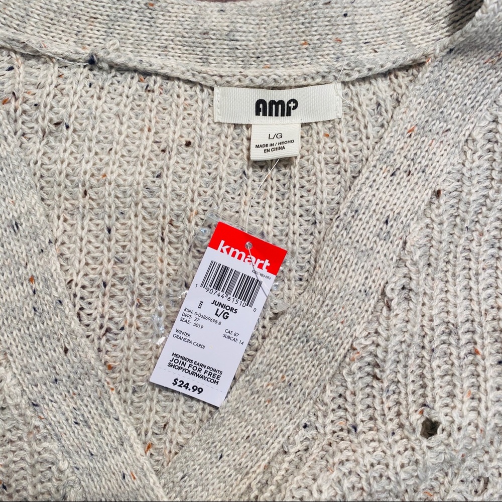AMP NEW knit beige crop cardigan Size L 🦩 - Picture 5 of 6
